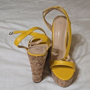 Yellow Platform Wedge Sandals